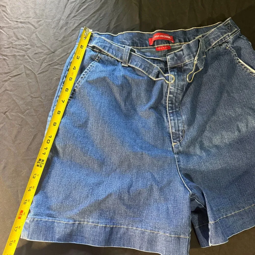 Gloria Vanderbilt Women's Denim Bermuda Shorts Blue High Rise Long Jorts